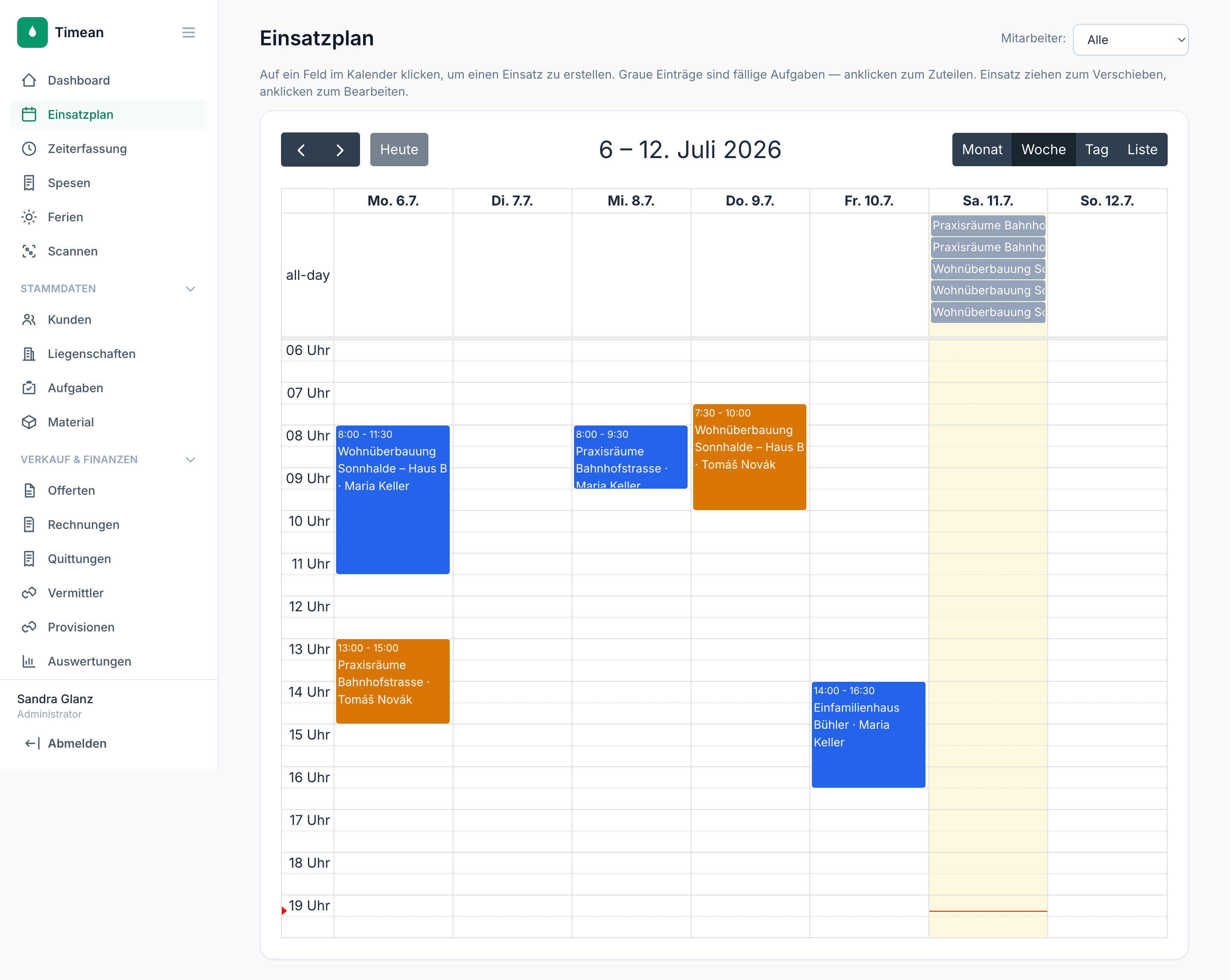 Einsatzplan Wochenkalender